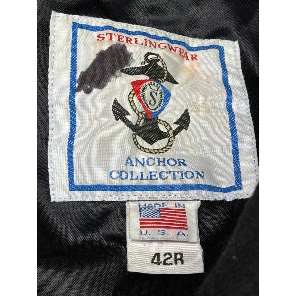 Vintage Sterlingwear Anchor Collection Mens Pea Coat Black Wool USMS 42R USA - Picture 4 of 11